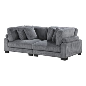 Lexicon Traverse Corduroy Fabric Upholstered Loveseat in Gray