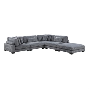 Lexicon Traverse 5-Piece Corduroy Modular Sectional with Ottoman in Gray
