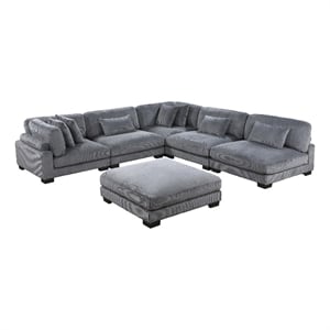 Lexicon Traverse 6-Piece Corduroy Modular Sectional with Ottoman in Gray