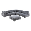 Lexicon Traverse 6-Piece Corduroy Modular Sectional with Ottoman in Gray
