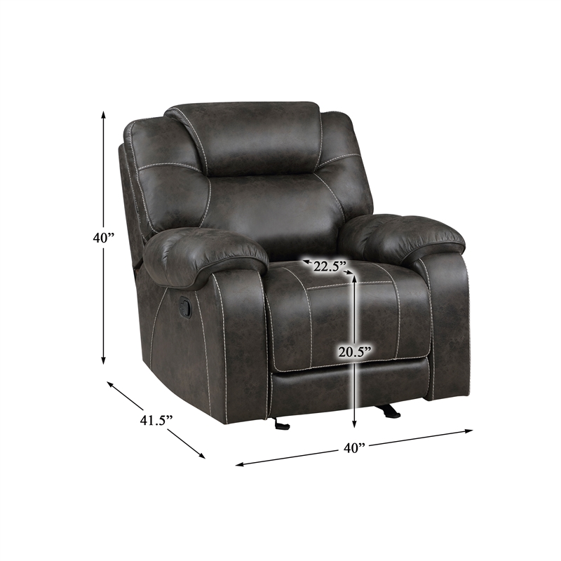 Lexicon Gainesville Microfiber Glider Manual Reclining Chair in Chocolate