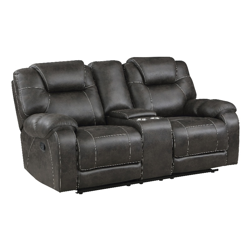 Lexicon Gainesville Microfiber Double Manual Reclining Loveseat in Chocolate