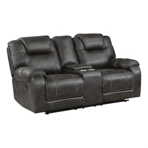 Lexicon Gainesville Microfiber Double Manual Reclining Loveseat in Chocolate