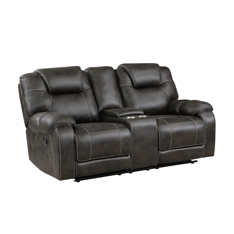 Lexicon Gainesville 2-Piece Microfiber Manual Reclining Sofa Set in Chocolate
