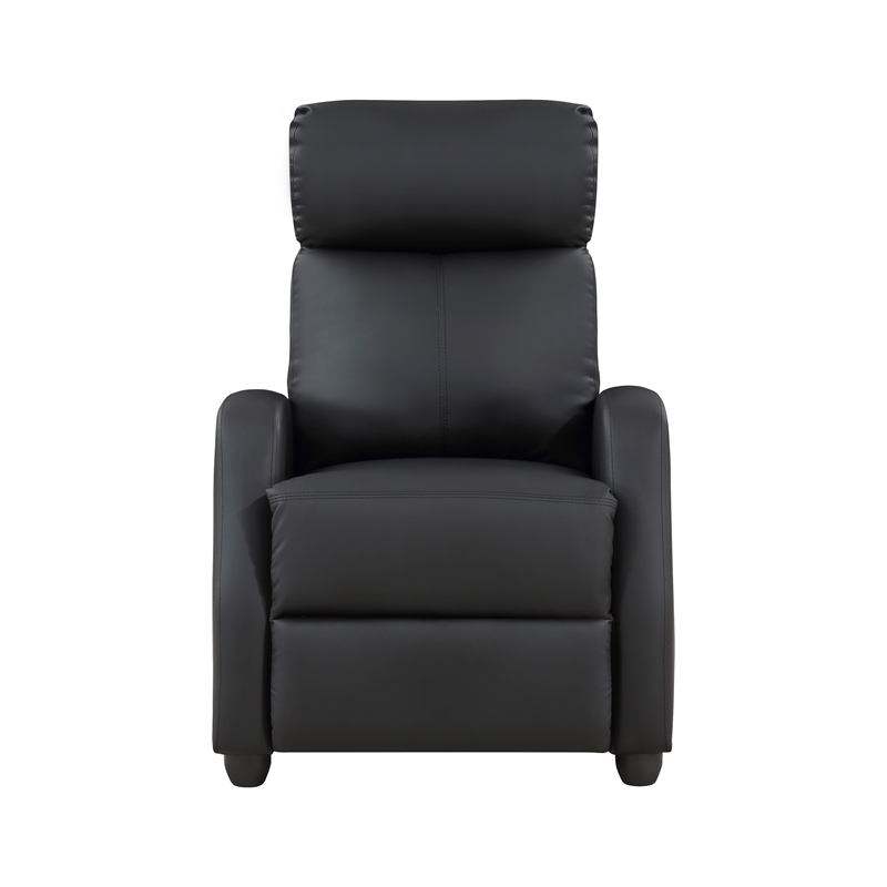 Lexicon Greenfield Faux Leather Push Back Reclining Chair in Black