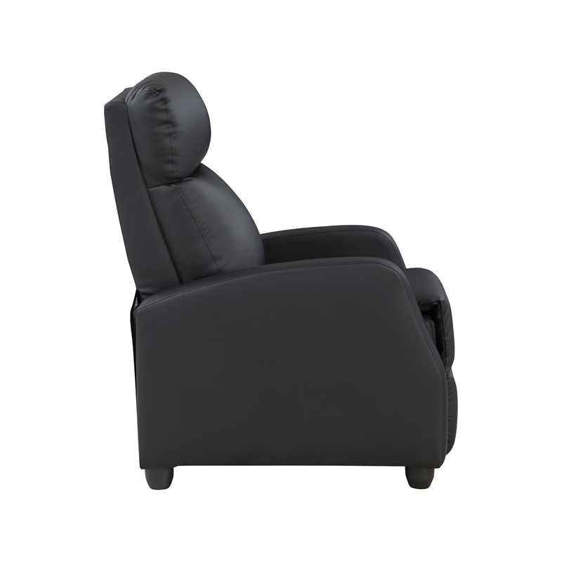 Lexicon Greenfield Faux Leather Push Back Reclining Chair in Black