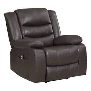Lexicon Carson Faux Leather Power Lift Chair in Dark Brown