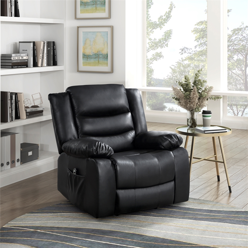 Lexicon Carson Faux Leather Power Lift Chair in Black