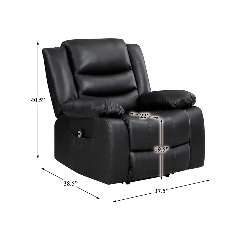 Lexicon Carson Faux Leather Power Lift Chair in Black