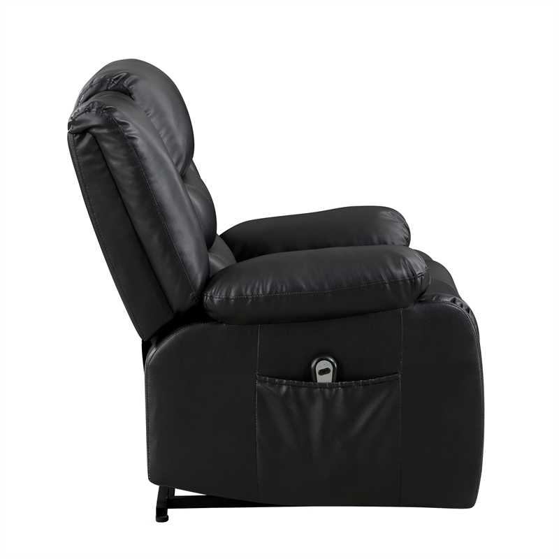 Lexicon Carson Faux Leather Power Lift Chair in Black