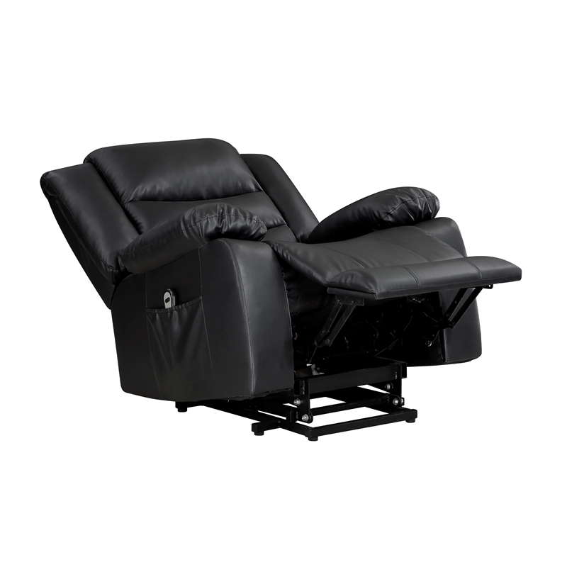 Lexicon Carson Faux Leather Power Lift Chair in Black