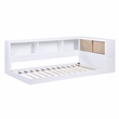 Lexicon Asker Wood Twin Bookcase Corner Bed in 2-Tone Finish (White and Natural)