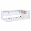 Lexicon Asker Wood Twin Bookcase Corner Bed in 2-Tone Finish (White and Natural)