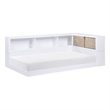 Lexicon Asker Wood Twin Bookcase Corner Bed in 2-Tone Finish (White and Natural)