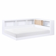 Lexicon Asker Wood Full Bookcase Corner Bed in 2-Tone Finish (White and Natural)
