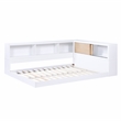 Lexicon Asker Wood Full Bookcase Corner Bed in 2-Tone Finish (White and Natural)
