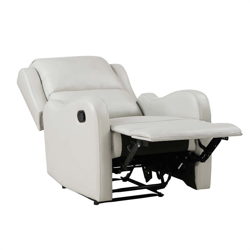 Lexicon Durant Upholstered Faux Leather & Wood Manual Recliner in Taupe