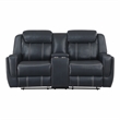 Lexicon Littleton Upholstered Faux Leather Double Reclining Loveseat in Blue