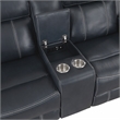 Lexicon Littleton Upholstered Faux Leather Double Reclining Loveseat in Blue