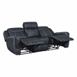 Lexicon Littleton Faux Leather Double Reclining Sofa in Blue