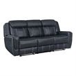 Lexicon Littleton Faux Leather Double Reclining Sofa in Blue