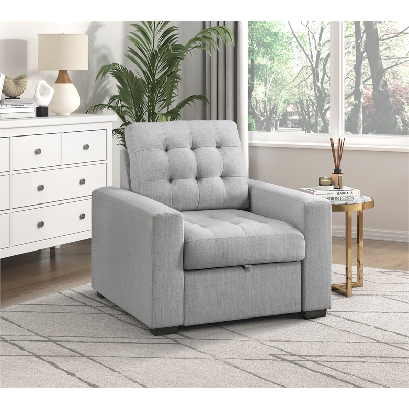 Lexicon McCafferty Fabric Chair with Pull-Out Ottoman in Gray