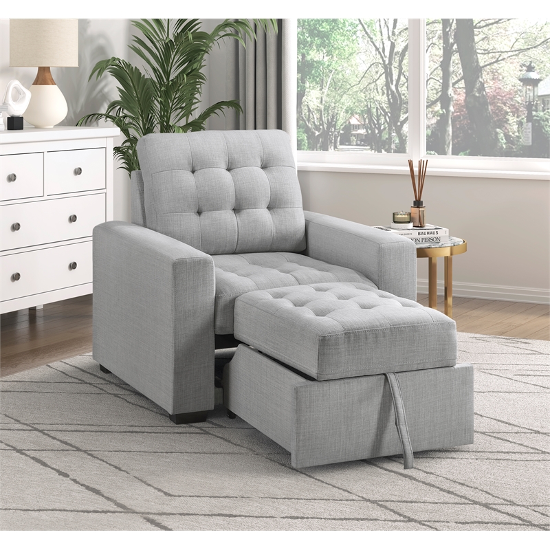 Lexicon McCafferty Fabric Chair with Pull-Out Ottoman in Gray