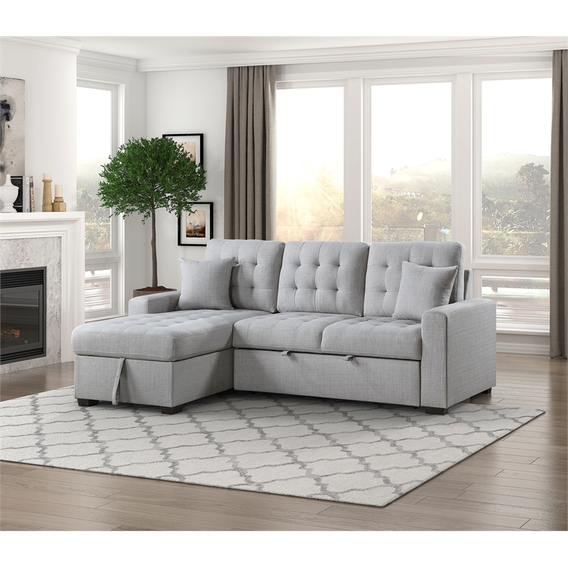 Lexicon McCafferty 2-Piece Fabric Pull-out Bed & Left Chaise in Gray