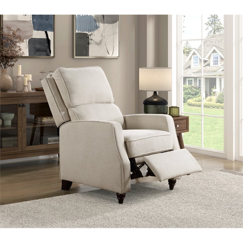 Lexicon Loveland Upholstered Fabric Push Back Recliner in Beige