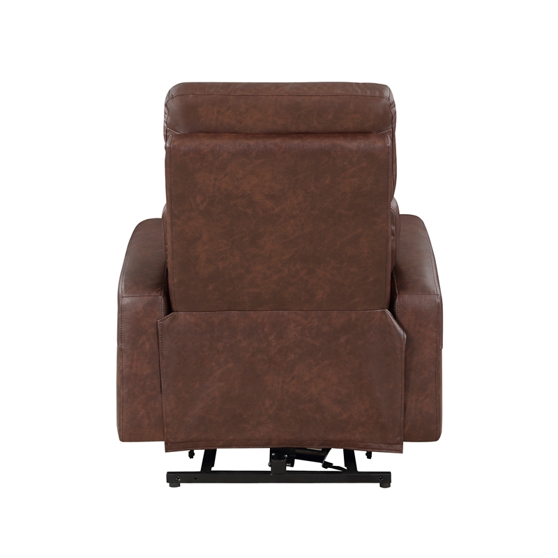 Lexicon Wheaton Upholstered Faux Leather Power Lift Chair in Brown