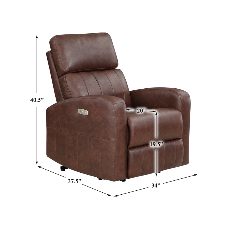 Lexicon Wheaton Upholstered Faux Leather Power Lift Chair in Brown