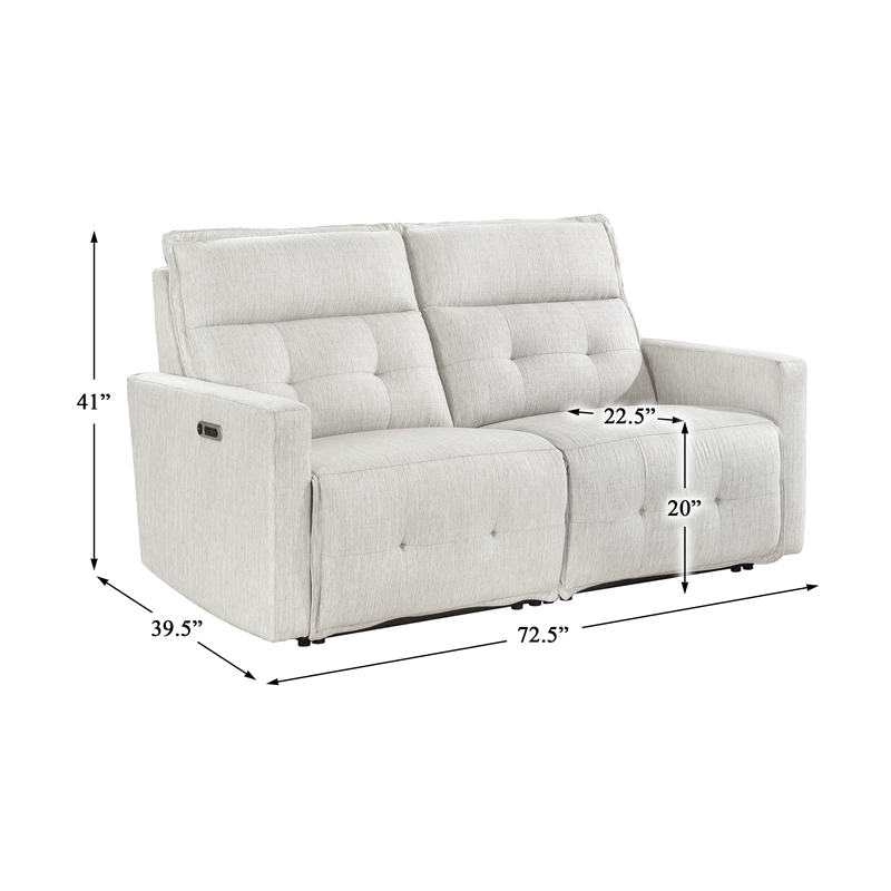 Lexicon Salida Fabric Power Double Reclining Loveseat in White