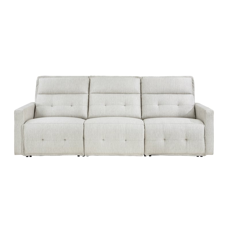 Lexicon Salida Fabric Power Double Reclining Sofa with Power Headrests in White