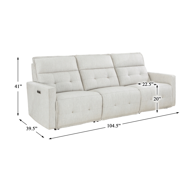 Lexicon Salida Fabric Power Double Reclining Sofa with Power Headrests in White