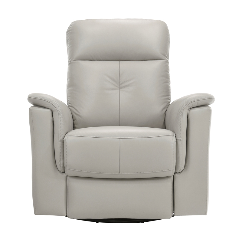 Lexicon Bristow Leather Match Swivel Glider Reclining Chair in Silver