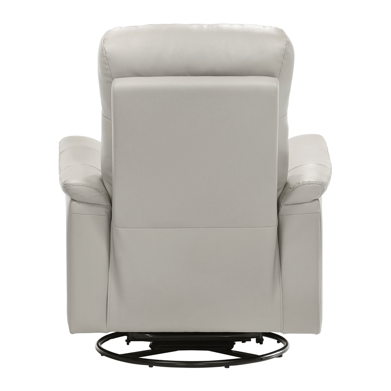 Lexicon Bristow Leather Match Swivel Glider Reclining Chair in Silver