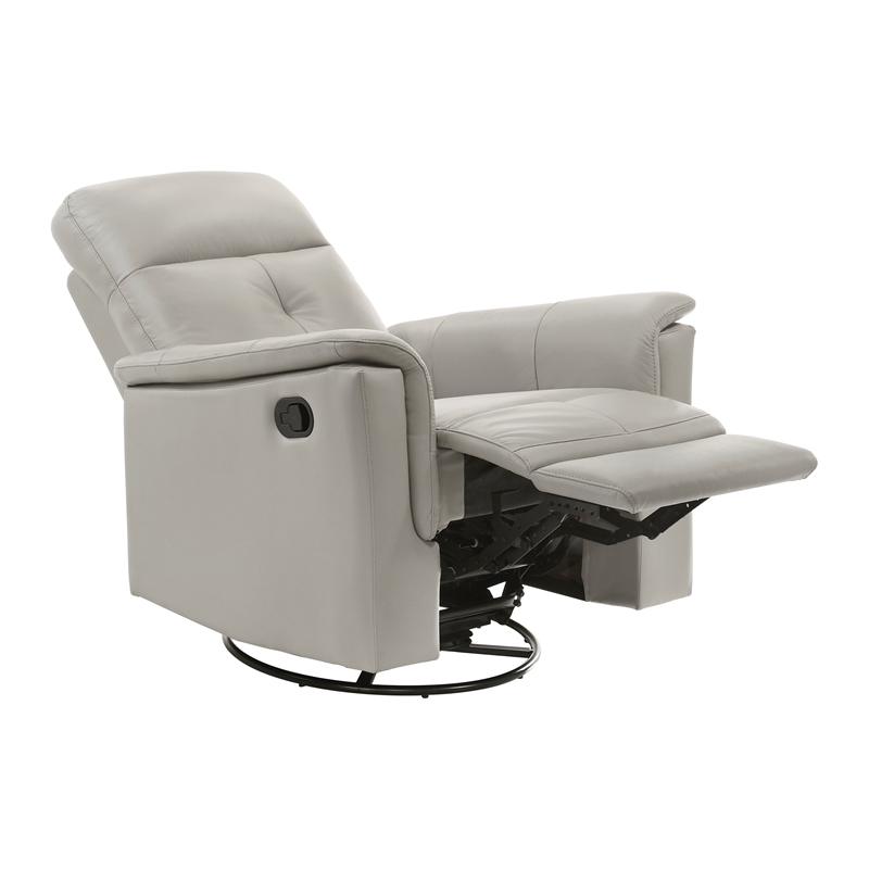 Lexicon Bristow Leather Match Swivel Glider Reclining Chair in Silver