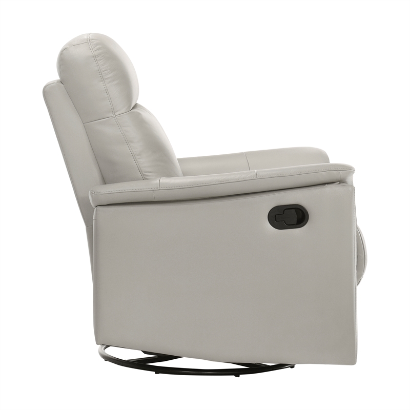 Lexicon Bristow Leather Match Swivel Glider Reclining Chair in Silver