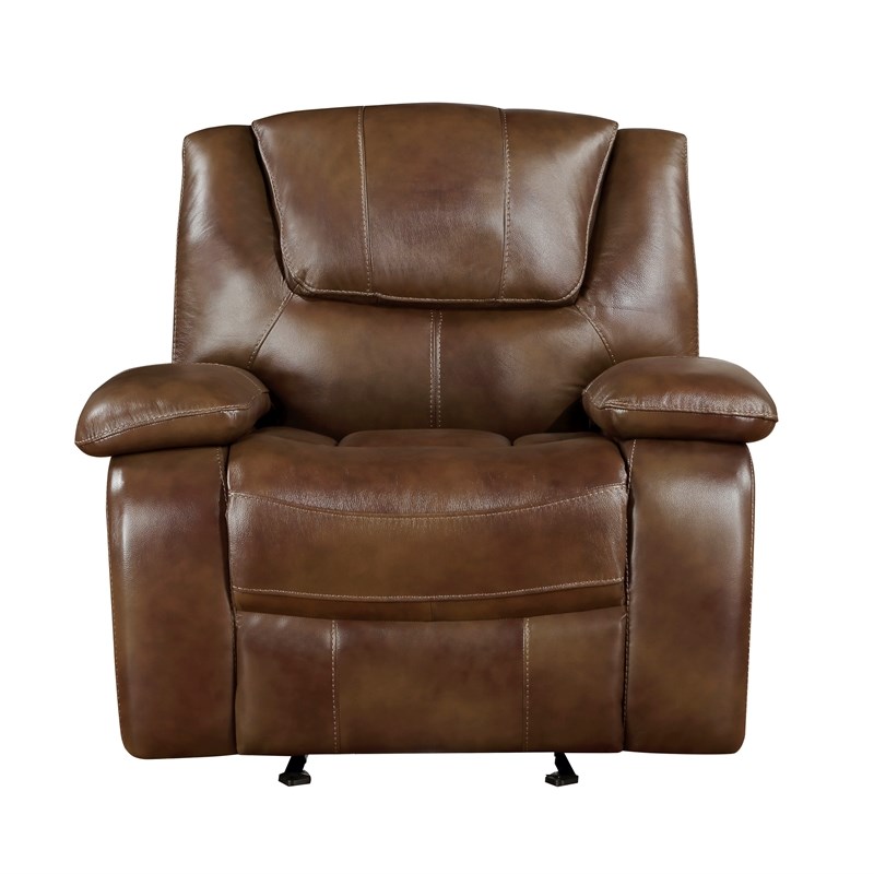 Lexicon Ellicott Leather Match Glider Reclining Chair in Brown