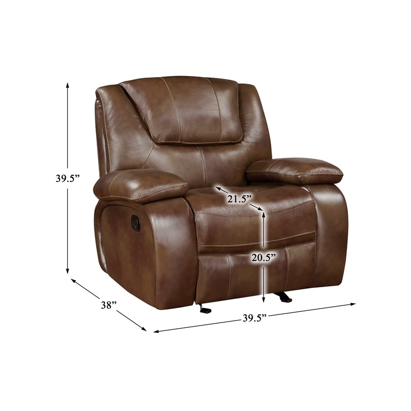 Lexicon Ellicott Leather Match Glider Reclining Chair in Brown