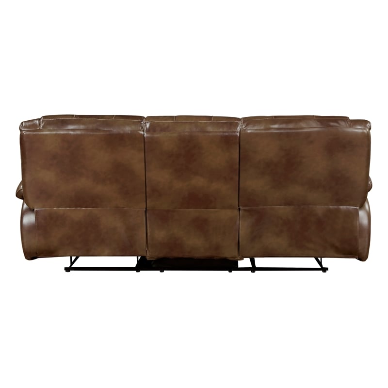 Lexicon Ellicott Leather Match Double Reclining Sofa in Brown