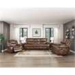 Lexicon Ellicott Leather Match Double Reclining Sofa in Brown
