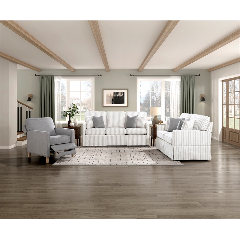 Lexicon Hampstead Fabric Push Back Reclining Chair in Gray