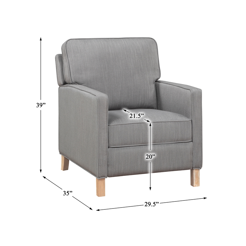 Lexicon Hampstead Fabric Push Back Reclining Chair in Gray
