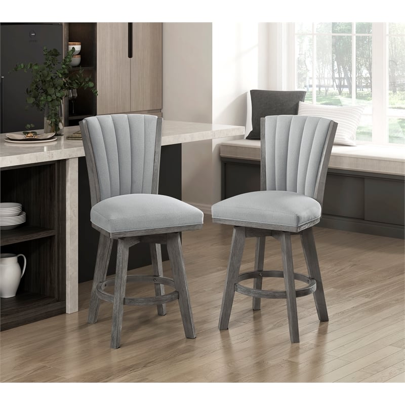 Lexicon Corvallis Velvet Swivel Counter Height Chair in Gray