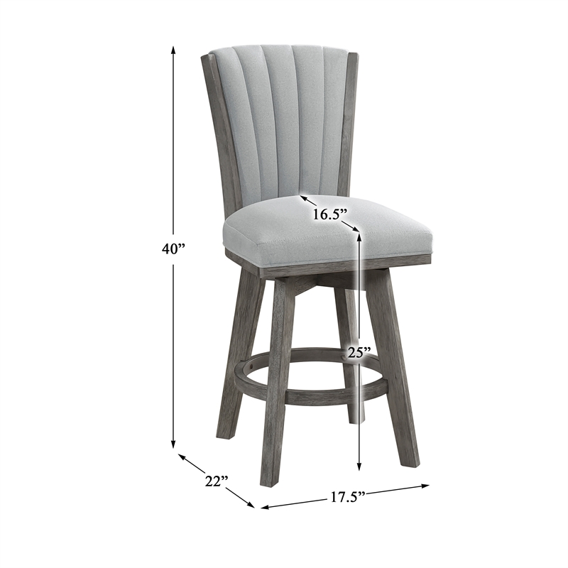 Lexicon Corvallis Velvet Swivel Counter Height Chair in Gray