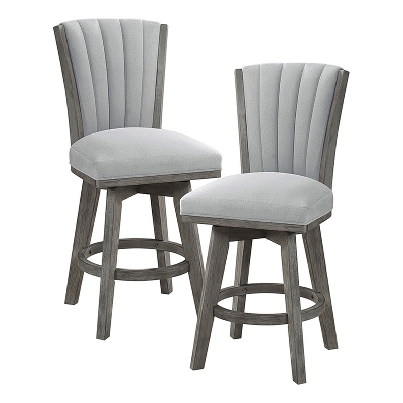 Lexicon Corvallis Velvet Swivel Counter Height Chair in Gray