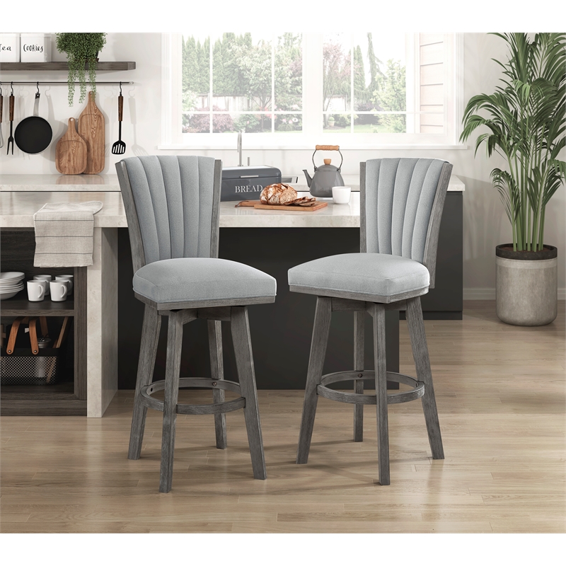 Lexicon Corvallis Velvet Swivel Pub Height Chair in Gray