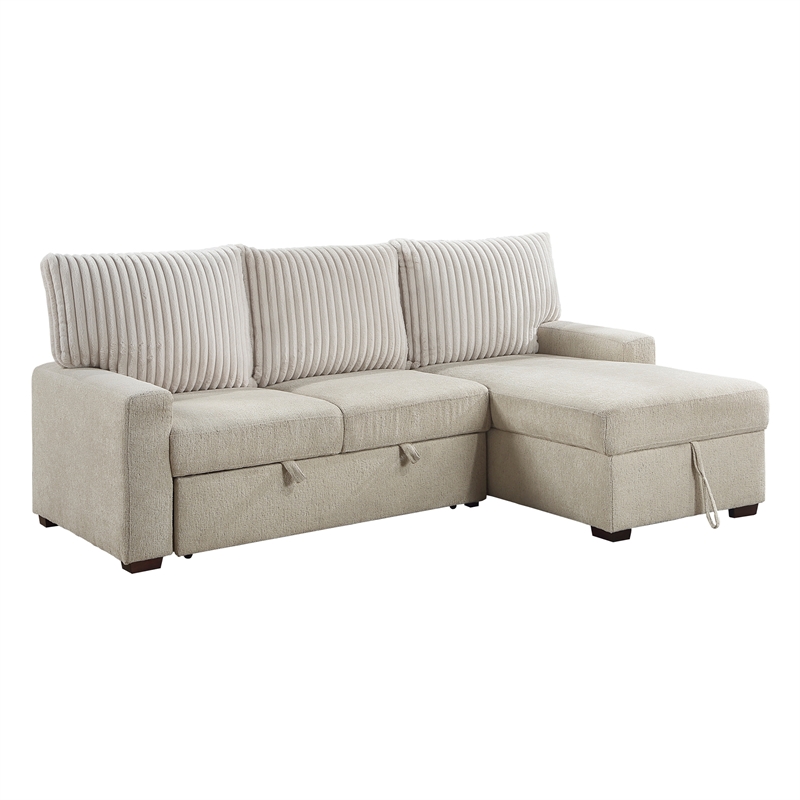 Lexicon Gallatin 2-Pcs Corduroy Sectional with Right Chaise in Beige& Light Gray