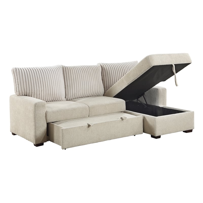 Lexicon Gallatin 2-Pcs Corduroy Sectional with Right Chaise in Beige& Light Gray